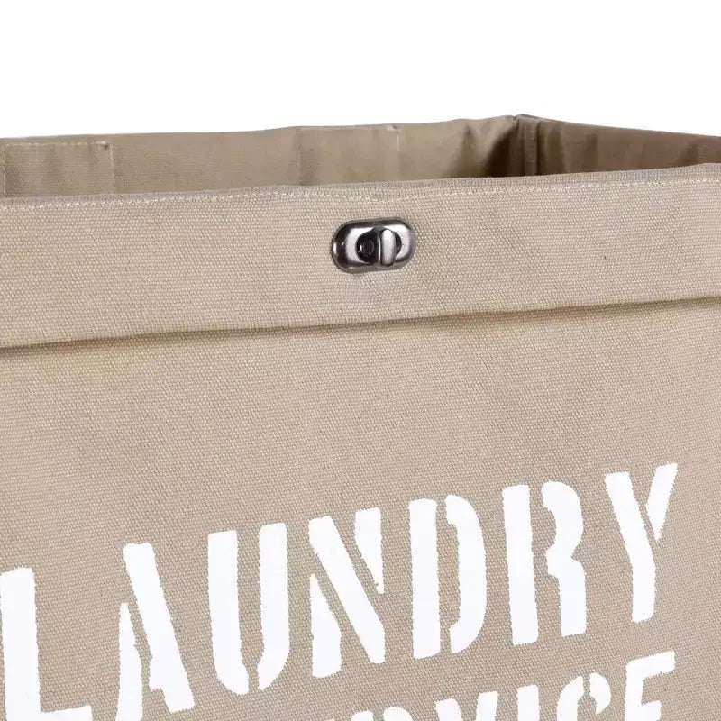 Panier à Linge sur Roues en Toile Militaire : Trieur de Vêtements Robuste Beige, Cadre en Fer Portable, Capacité de 32 Litres