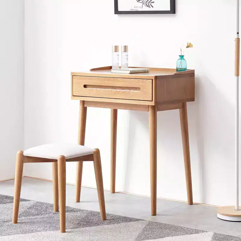 Coiffeuse moderne en bois avec tiroirs de rangement, étagères amovibles et bords surélevésDesign minimaliste pour salons