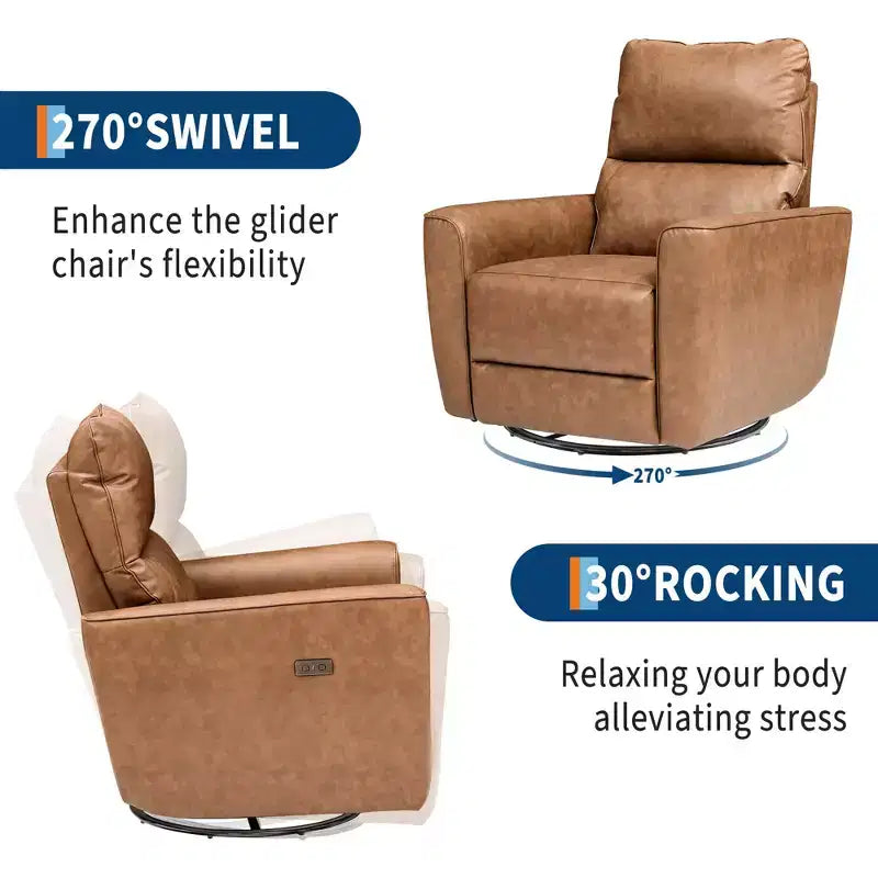 Fauteuil inclinable pivotant surdimensionné, canapé inclinable de chambre d'enfant en similicuir rembourré, fauteuil à bascule simple