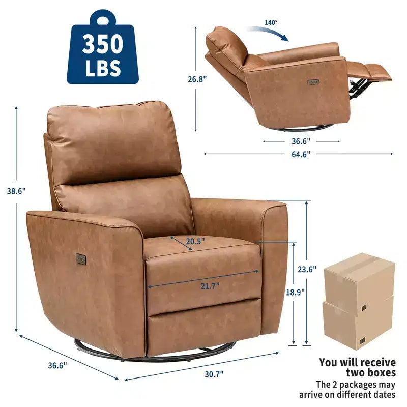 Fauteuil inclinable pivotant surdimensionné, canapé inclinable de chambre d'enfant en similicuir rembourré, fauteuil à bascule simple