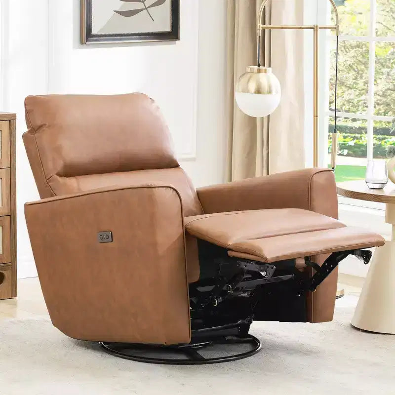 Fauteuil inclinable pivotant surdimensionné, canapé inclinable de chambre d'enfant en similicuir rembourré, fauteuil à bascule simple