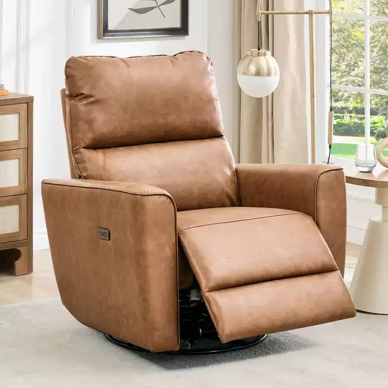 Fauteuil inclinable pivotant surdimensionné, canapé inclinable de chambre d'enfant en similicuir rembourré, fauteuil à bascule simple
