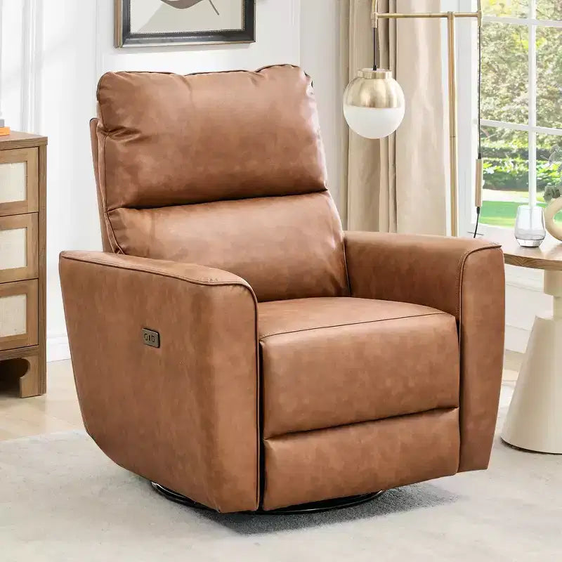 Fauteuil inclinable pivotant surdimensionné, canapé inclinable de chambre d'enfant en similicuir rembourré, fauteuil à bascule simple