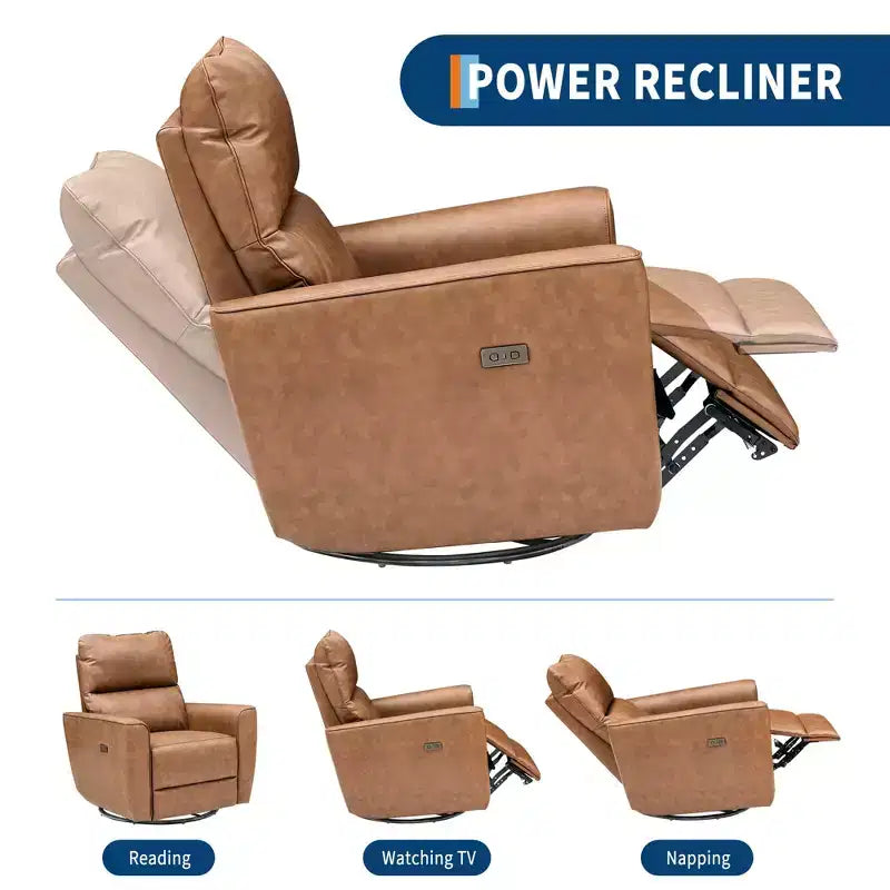 Fauteuil inclinable pivotant surdimensionné, canapé inclinable de chambre d'enfant en similicuir rembourré, fauteuil à bascule simple