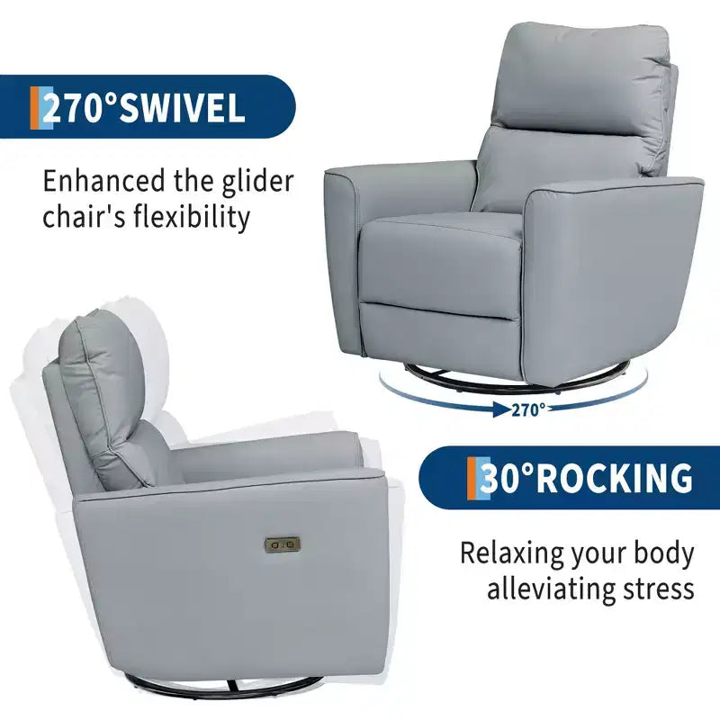 Fauteuil inclinable pivotant surdimensionné, canapé inclinable de chambre d'enfant en similicuir rembourré, fauteuil à bascule simple