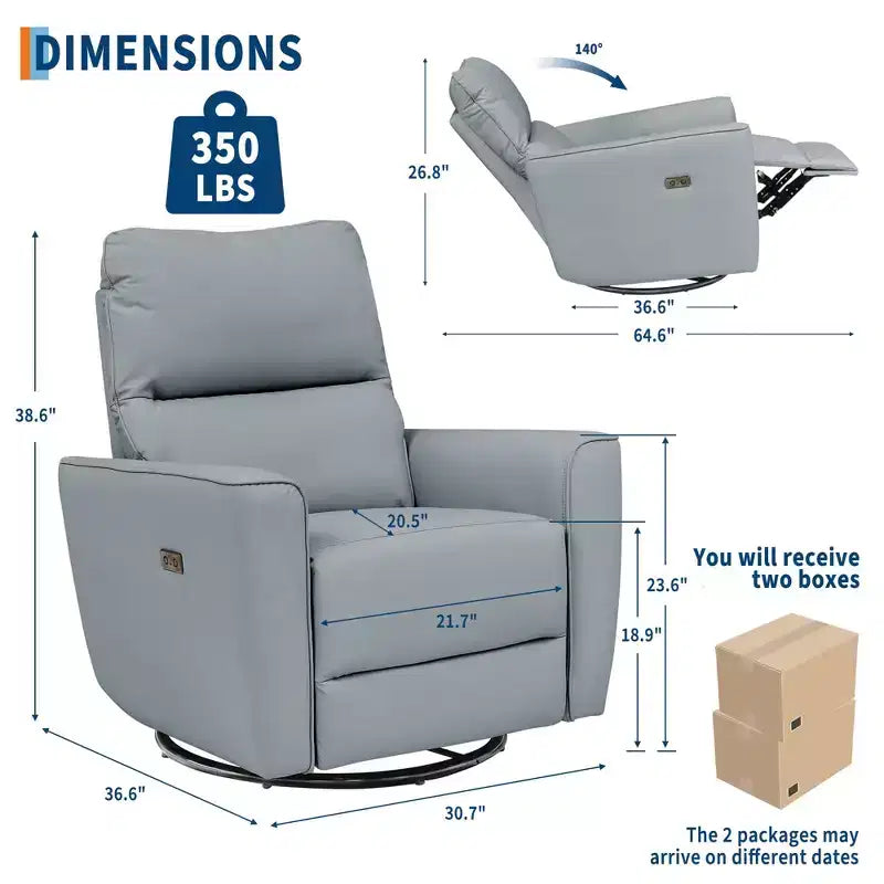 Fauteuil inclinable pivotant surdimensionné, canapé inclinable de chambre d'enfant en similicuir rembourré, fauteuil à bascule simple