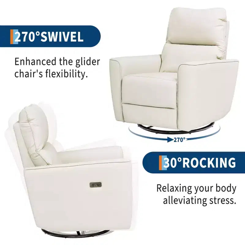 Fauteuil inclinable pivotant surdimensionné, canapé inclinable de chambre d'enfant en similicuir rembourré, fauteuil à bascule simple