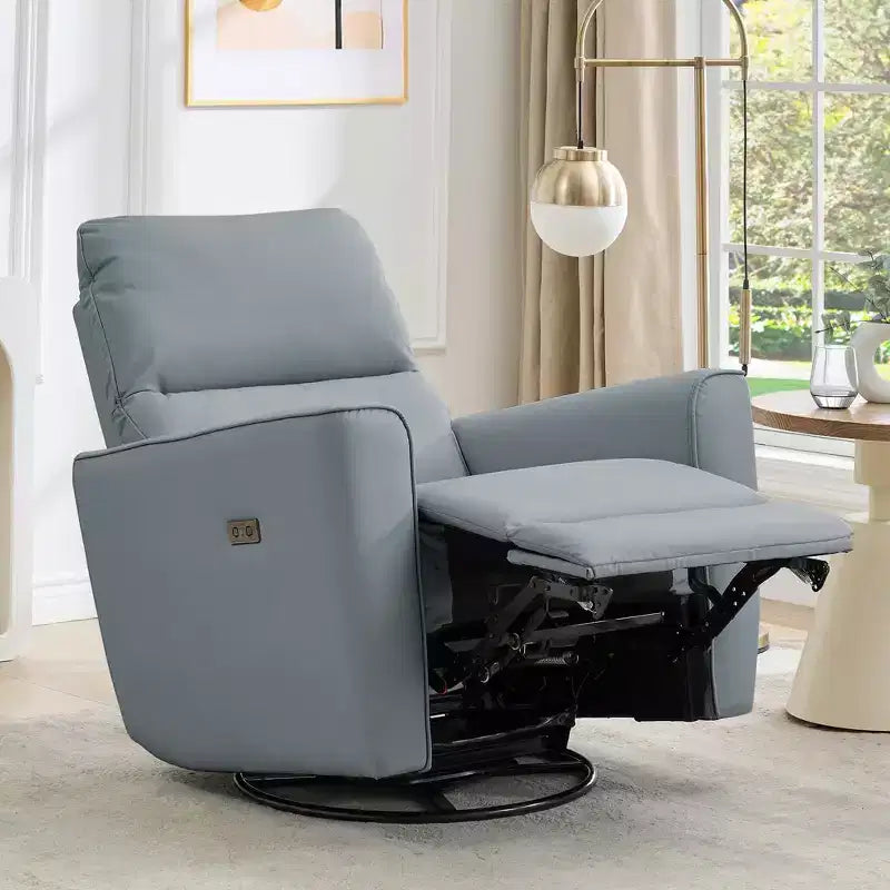 Fauteuil inclinable pivotant surdimensionné, canapé inclinable de chambre d'enfant en similicuir rembourré, fauteuil à bascule simple