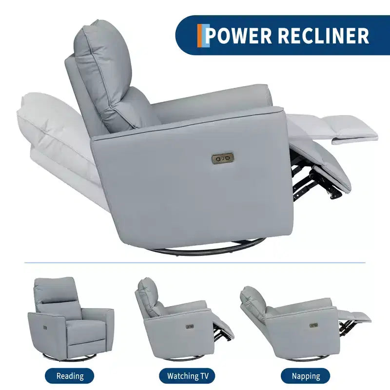 Fauteuil inclinable pivotant surdimensionné, canapé inclinable de chambre d'enfant en similicuir rembourré, fauteuil à bascule simple