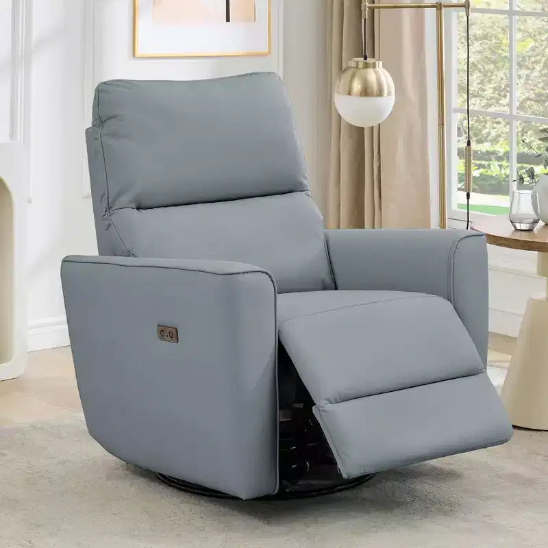 Fauteuil inclinable pivotant surdimensionné, canapé inclinable de chambre d'enfant en similicuir rembourré, fauteuil à bascule simple