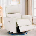 Oversized Power Swivel Recliner Chair, Upholstered Faux Leather Nursery Reclining Sofa, Rocker Single Sofa