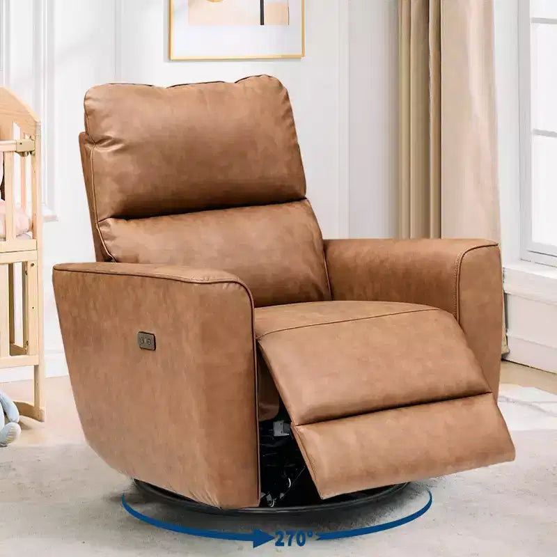 Fauteuil inclinable pivotant surdimensionné, canapé inclinable de chambre d'enfant en similicuir rembourré, fauteuil à bascule simple