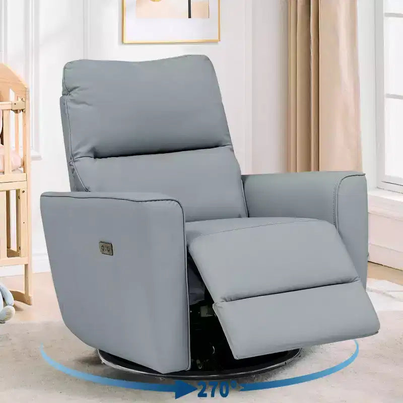 Fauteuil inclinable pivotant surdimensionné, canapé inclinable de chambre d'enfant en similicuir rembourré, fauteuil à bascule simple