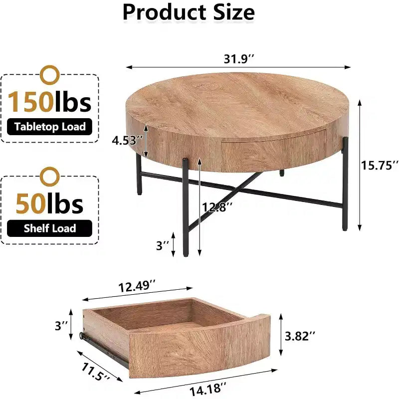 Table basse relevable avec rangement, table d'appoint de style Mid-Century et table basse de ferme en bois