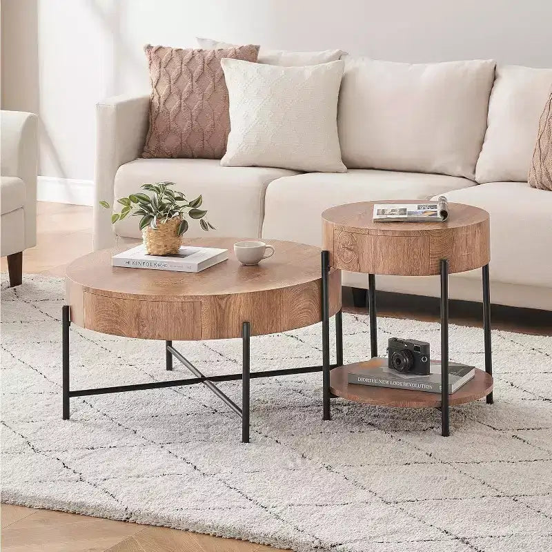 Table basse relevable avec rangement, table d'appoint de style Mid-Century et table basse de ferme en bois