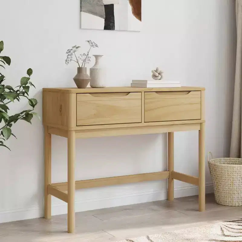 Console Meuble de Rangement Salon Couloir en Bois Massif Pin