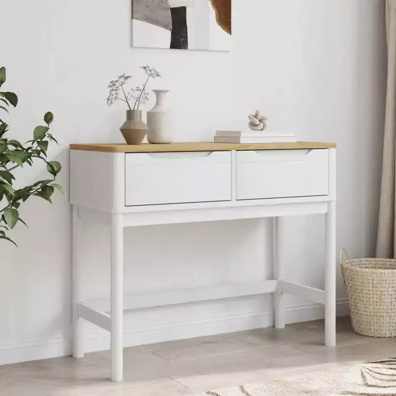 Console Meuble de Rangement Salon Couloir en Bois Massif Pin