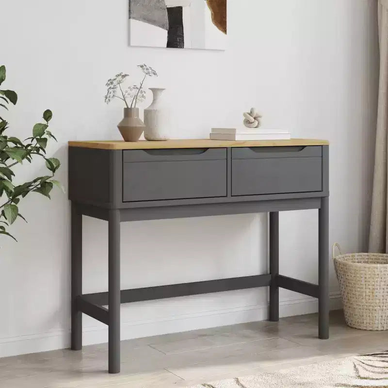 Console Meuble de Rangement Salon Couloir en Bois Massif Pin