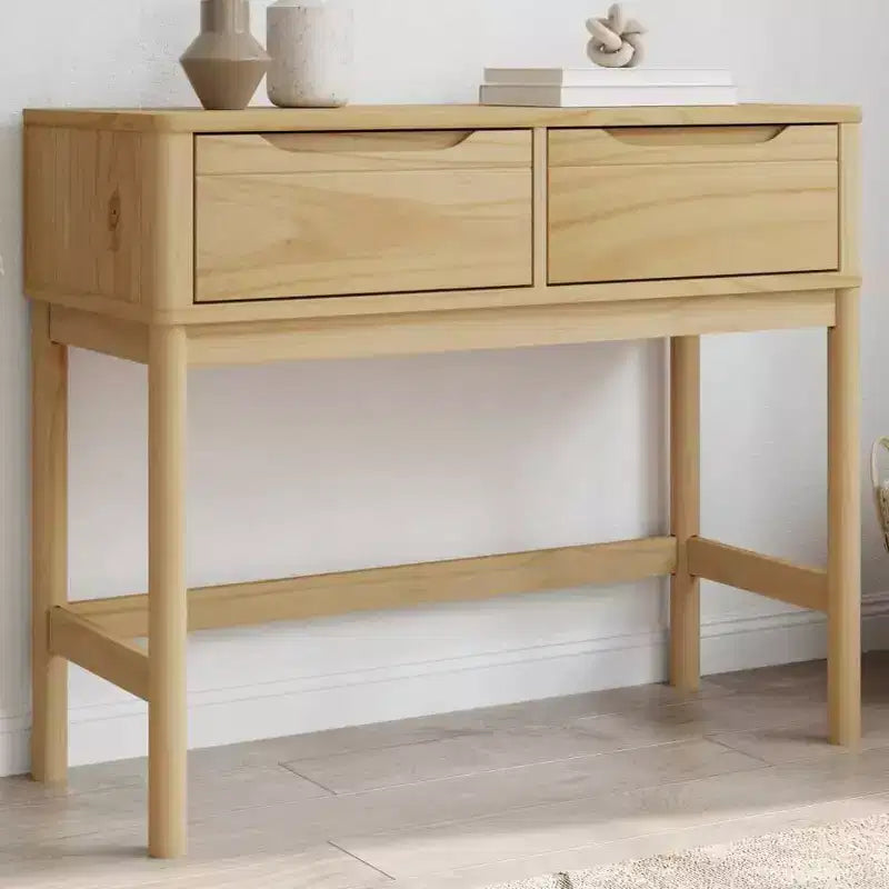 Console Meuble de Rangement Salon Couloir en Bois Massif Pin