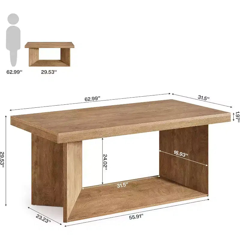 Bureau de direction de 63 pouces, bureau d'ordinateur avec piédestal robuste, table d'écriture de style rustique pour bureau à domicile, marron rustique