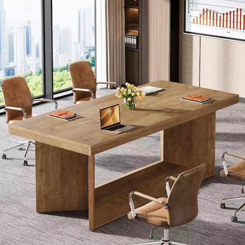 Bureau de direction de 63 pouces, bureau d'ordinateur avec piédestal robuste, table d'écriture de style rustique pour bureau à domicile, marron rustique