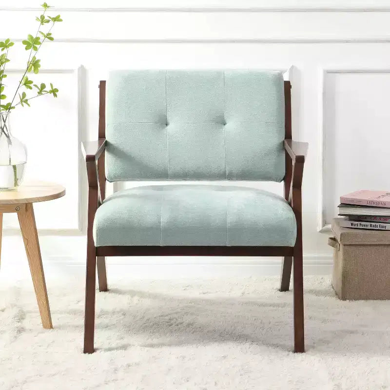 MAYEERTY 30 Mid-Century Modern Accent Chair, Plush Cushions Angled Arm Solid Wood Frame Ergonomic Design, Living Room Bedroom Office