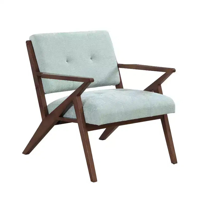 Fauteuil d'appoint moderne du milieu du siècle, coussins moelleux, accoudoirs inclinés, cadre en bois massif, design ergonomique, salon, chambre, bureau