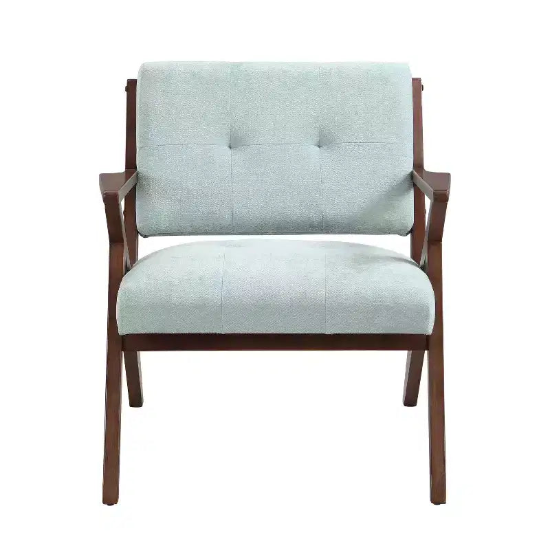 Fauteuil d'appoint moderne du milieu du siècle, coussins moelleux, accoudoirs inclinés, cadre en bois massif, design ergonomique, salon, chambre, bureau