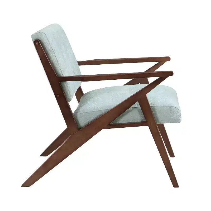 Fauteuil d'appoint moderne du milieu du siècle, coussins moelleux, accoudoirs inclinés, cadre en bois massif, design ergonomique, salon, chambre, bureau