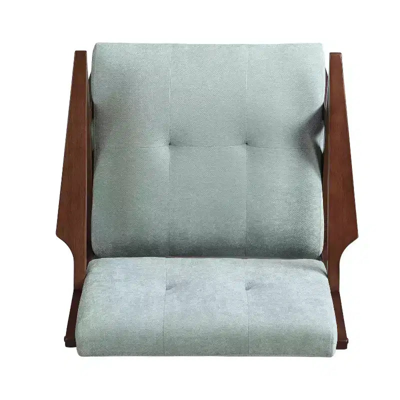 Fauteuil d'appoint moderne du milieu du siècle, coussins moelleux, accoudoirs inclinés, cadre en bois massif, design ergonomique, salon, chambre, bureau