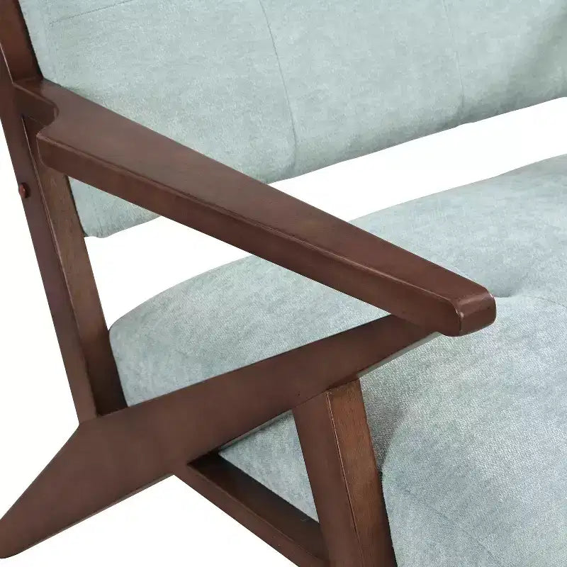 Fauteuil d'appoint moderne du milieu du siècle, coussins moelleux, accoudoirs inclinés, cadre en bois massif, design ergonomique, salon, chambre, bureau