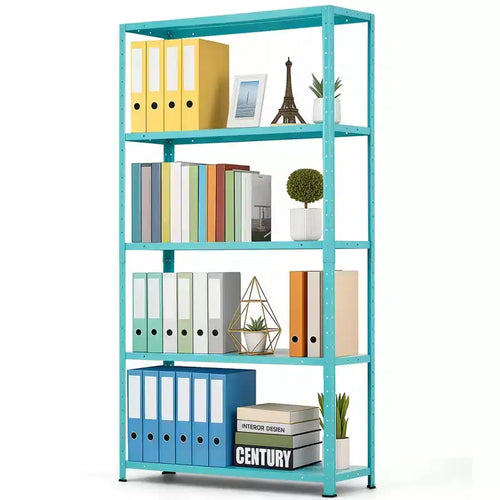 5-Tier Adjustable Storage Shelf, Metal Bookshelf with 500lb Capacity for Home, Garage, or Pantry, 35W x 68H x 12D - Green