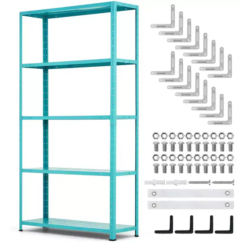 Étagère de rangement réglable à 5 niveaux, étagère métallique d'une capacité de 227 kg pour la maison, le garage ou le garde-manger, 89 cm L x 173 cm H x 30 cm P - Vert