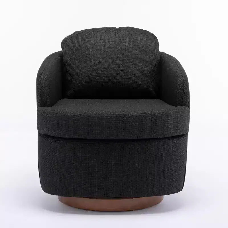 Fauteuil de salon, Fauteuil d'appoint pivotant avec coussin, Pieds ronds en bois massif, Fauteuils pivotants à 360 degrés noirs