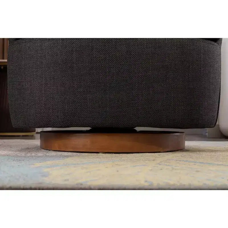 Fauteuil de salon, Fauteuil d'appoint pivotant avec coussin, Pieds ronds en bois massif, Fauteuils pivotants à 360 degrés noirs