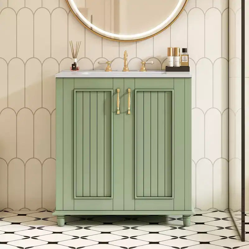 Meuble-lavabo de salle de bain de 30 po avec lavabo, Armoire de rangement de salle de bain avec tiroirs, Meuble-lavabo simple