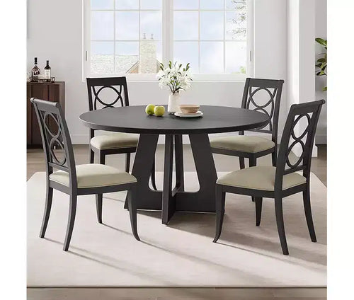 COZONY 47 Round Farmhouse Dining Table for 4C6, Large Rustic Gray Wooden Table for Dining Room or Living Room, Table Only