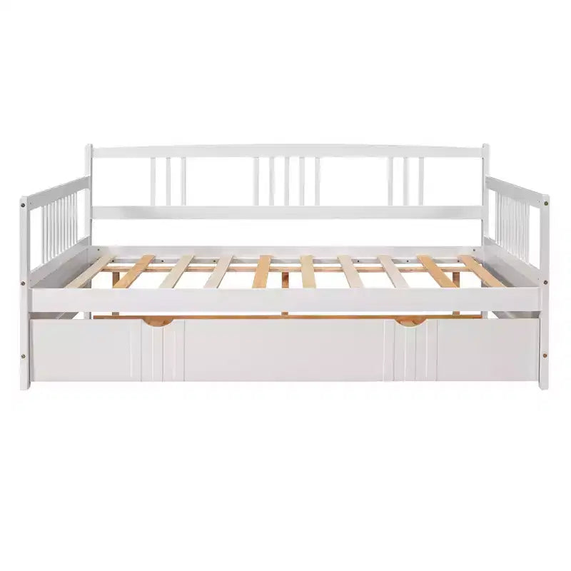 Cadre de lit plateforme moderne double/complet avec barrière de chevet et tiroirs/lit gigogne, lit de repos en bois pour chambre, bureau