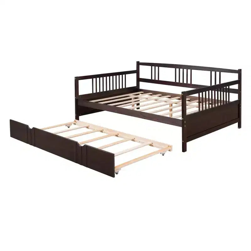 Cadre de lit plateforme moderne double/complet avec barrière de chevet et tiroirs/lit gigogne, lit de repos en bois pour chambre, bureau