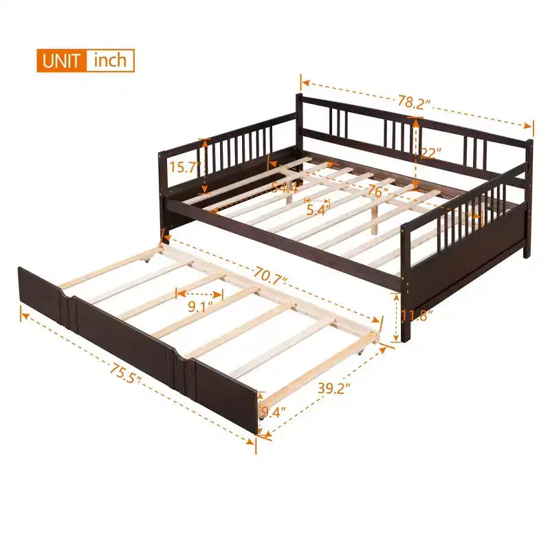 Cadre de lit plateforme moderne double/complet avec barrière de chevet et tiroirs/lit gigogne, lit de repos en bois pour chambre, bureau