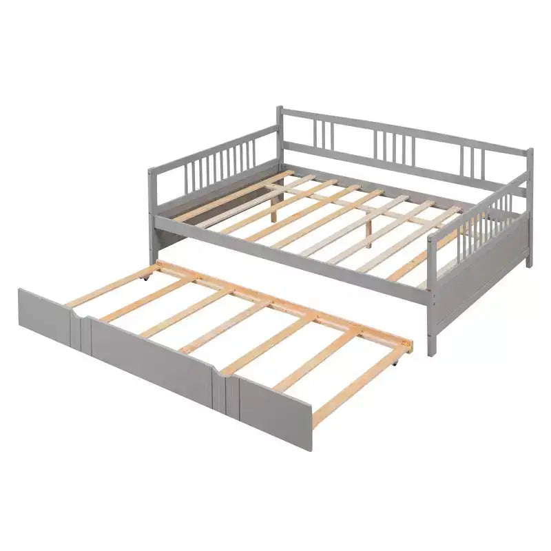 Cadre de lit plateforme moderne double/complet avec barrière de chevet et tiroirs/lit gigogne, lit de repos en bois pour chambre, bureau