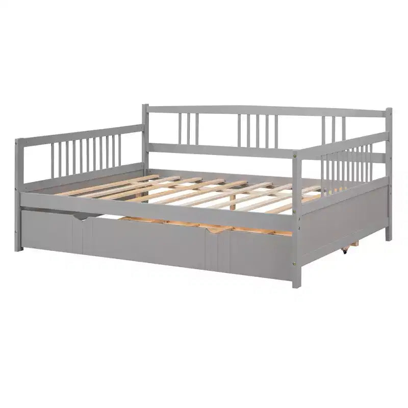 Cadre de lit plateforme moderne double/complet avec barrière de chevet et tiroirs/lit gigogne, lit de repos en bois pour chambre, bureau