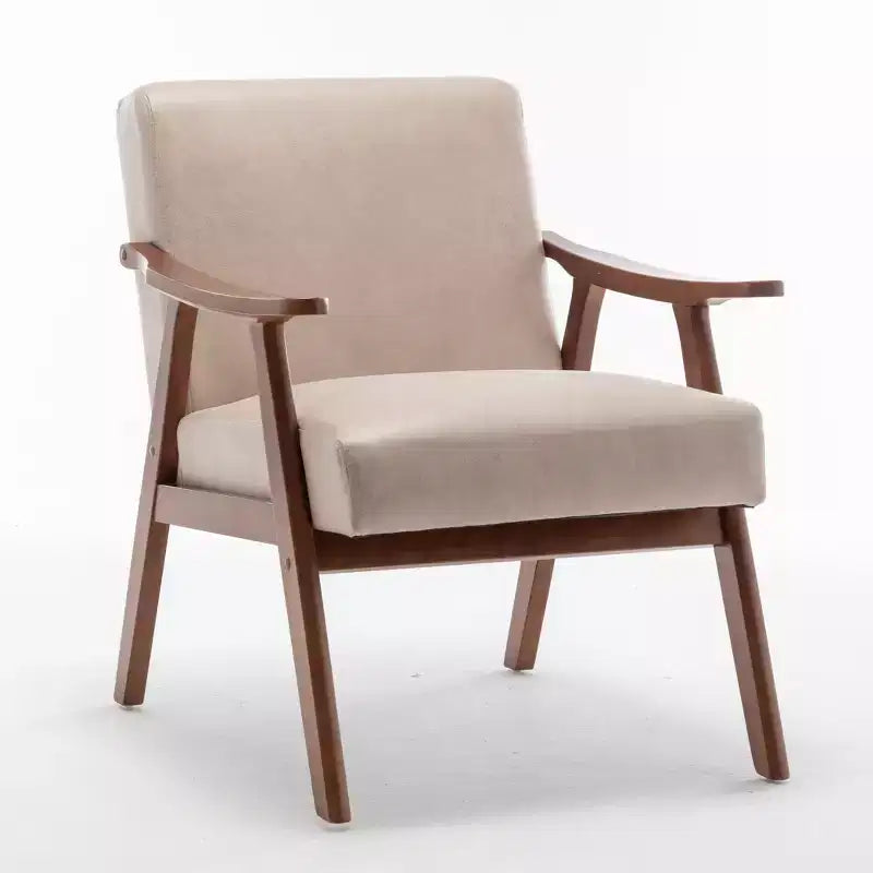 Furniliving Mid-Century Modern Accent Chair with Solid Wood Frame, Wingback Chair for Bedroom, Reading Room, Living Room