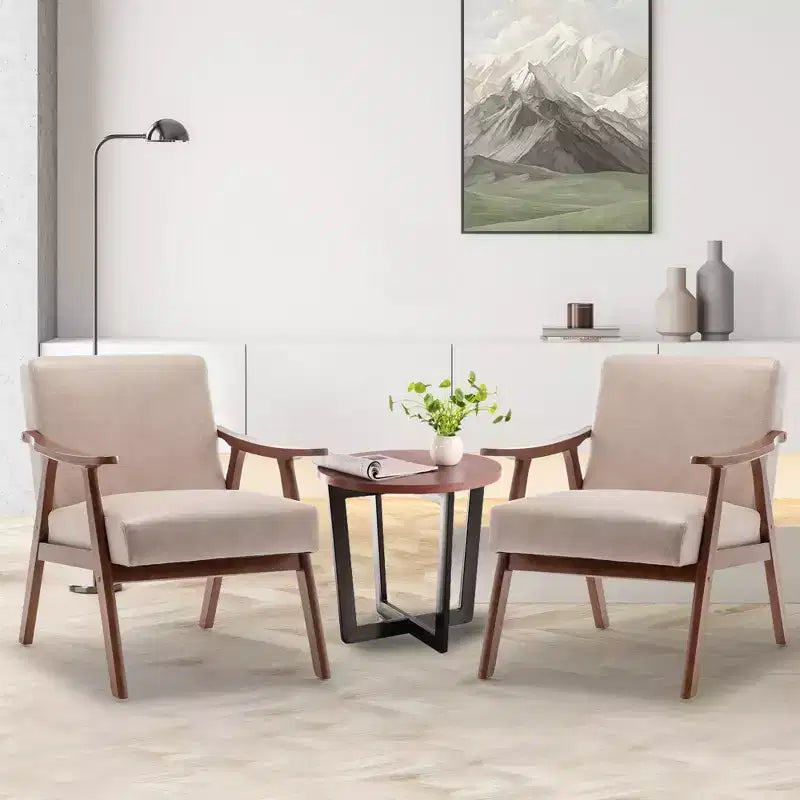 Fauteuil d'appoint moderne du milieu du siècle avec cadre en bois massif, fauteuil à dossier haut pour chambre à coucher, salle de lecture, salon