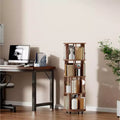 Corner Bookshelf Wood Book Shelf on Wheels, 360 Rotating Bookshelf, Narrow Bookcase
