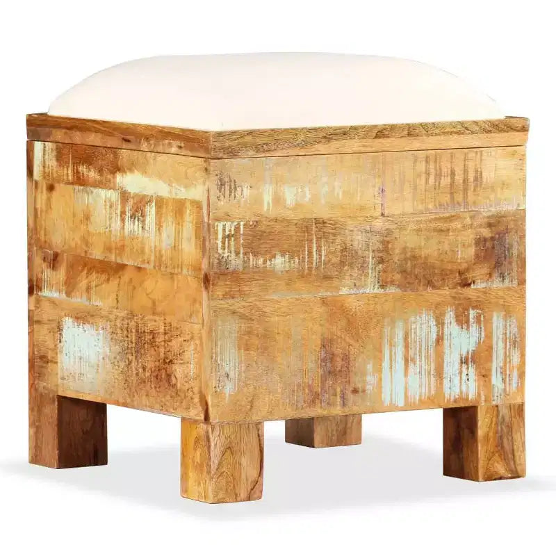 Banc de rangement en bois massif recyclé 40x40x45 cm