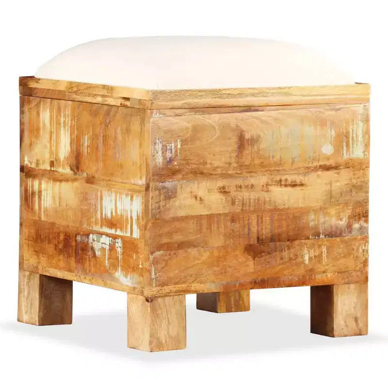 Banc de rangement en bois massif recyclé 40x40x45 cm