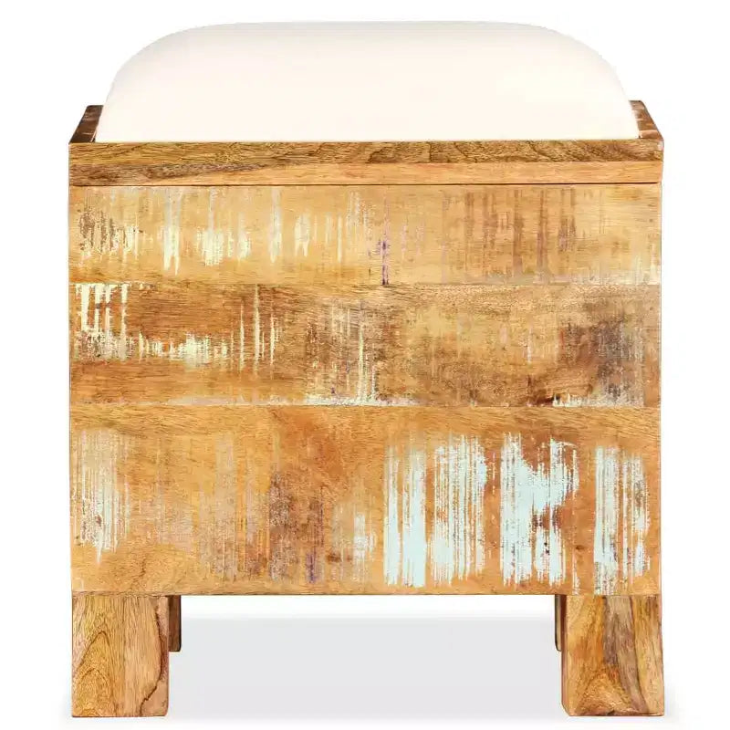 Banc de rangement en bois massif recyclé 40x40x45 cm