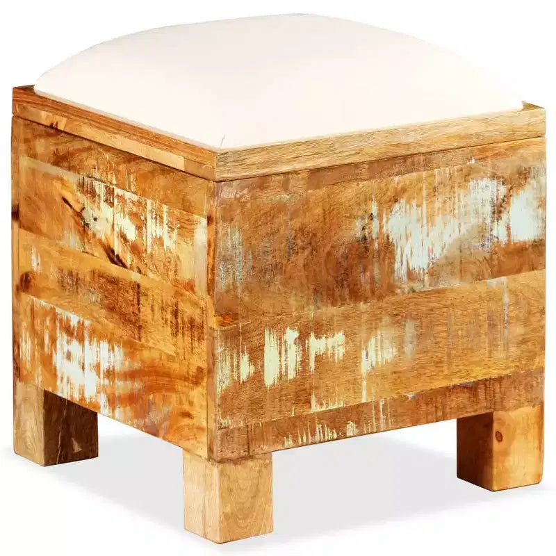Banc de rangement en bois massif recyclé 40x40x45 cm