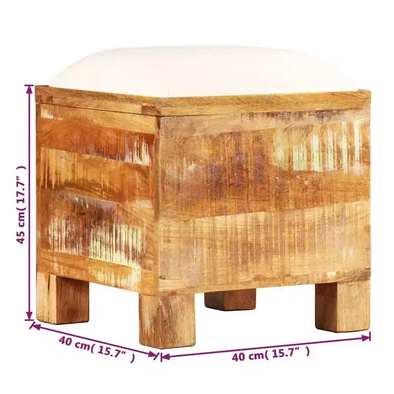 Banc de rangement en bois massif recyclé 40x40x45 cm